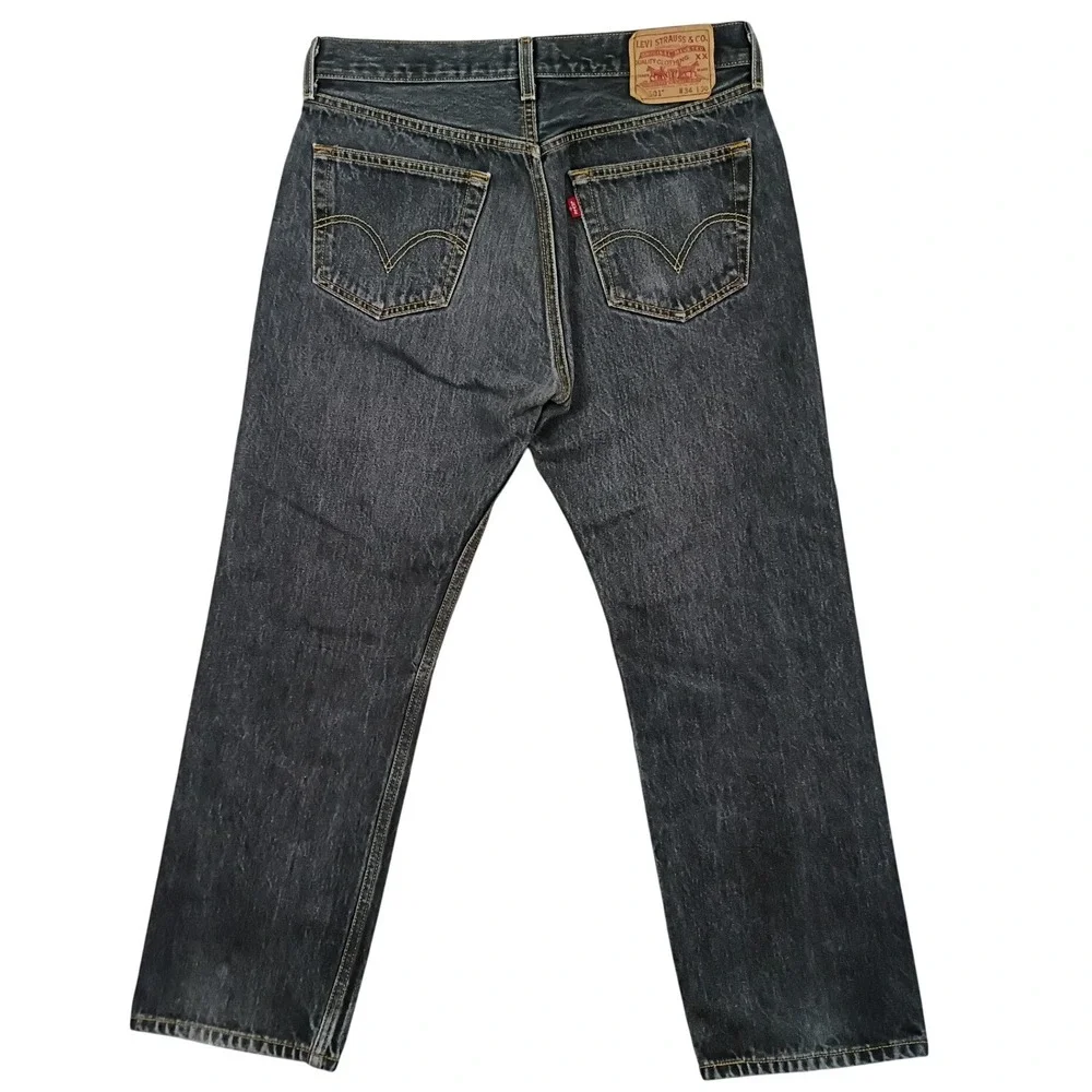 Levi's Jeans 501XX Mens 32x28 Dark Wash Shrunk Button Fly Straight Leg Y2K Denim